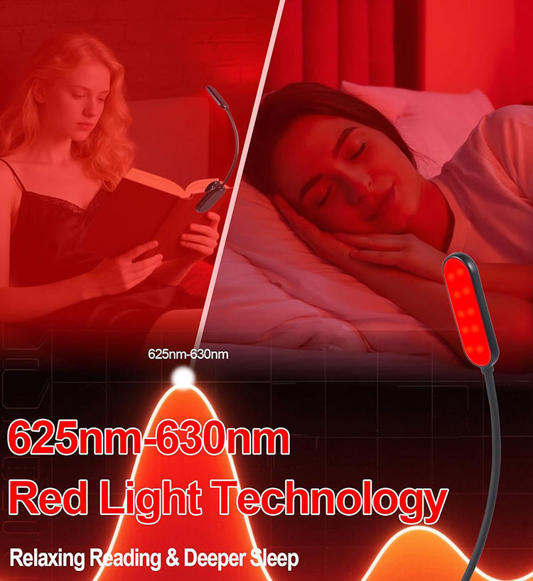 Type C Mini Portable Reading Lamp Amber Red Light 625 660 670nm No Blue Lighting Eye Protection Clip